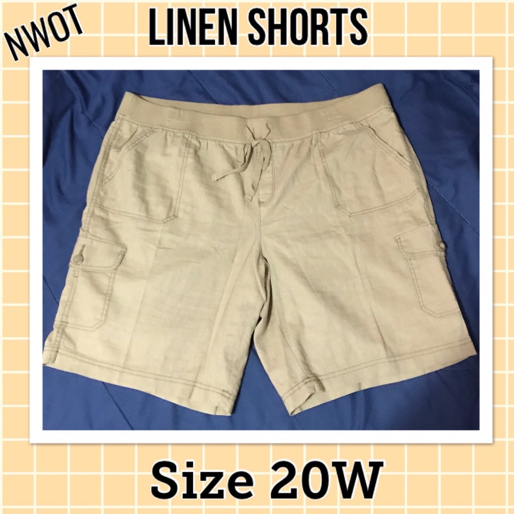 NWOT. Size 20W khaki Linen Shorts